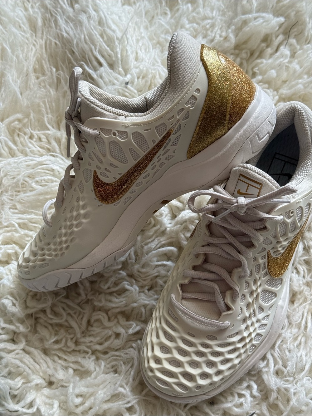 Nike Women's Cream and Gold Training Sneakers